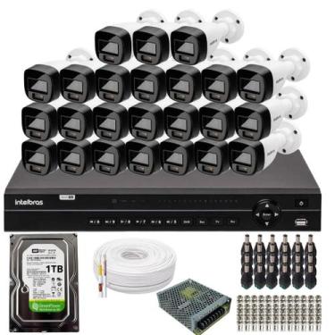 Imagem de Kit 24 Câmeras Intelbras 1120b Full Color, Dvr 32ch Mhdx 1232 Hd 1 tb