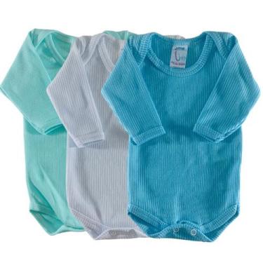 Imagem de Kit 03 pçs body infantil manga longa menino ou menina - Jolen Baby, Me