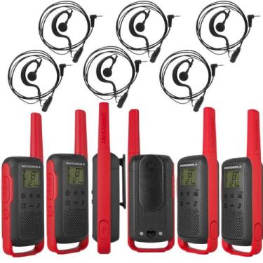 Imagem de 6 Rádios Talkabout Motorola T210BR Com Fones de Ouvido Resistente MT01