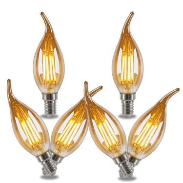 Imagem de KIT 6 Lâmpada Led Filamento Vela Bico Torto Retrô 220V/ E14 - Dubai