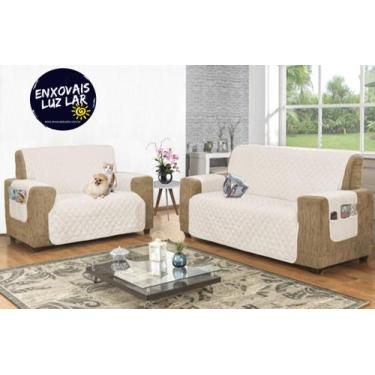 Imagem de Protetor Sofá 3 e 2 lugares Micropercal 100 Fios - Palha  J* - Enxovai