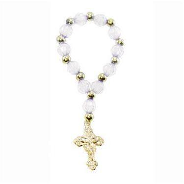 Imagem de Mini terço pérolas- 50 unidades - brazil cups, TRANSPARENTE C/ DOURADO