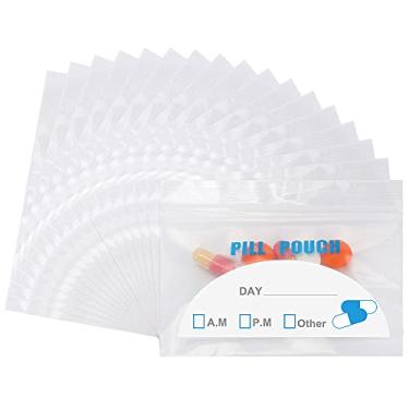 Imagem de Bolsas de comprimidos – (10 x 7 cm) Bolsa de comprimidos com zíper maior e mais largo pode colocar cotonetes de algodão e alianças de comprimidos e armazenamento de vitamina ..., Clear, 4 x 2.75 Inch