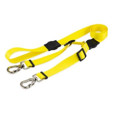 Imagem de Mood Pet Coleira Guia Dupla Para Cães Cachorro Adestramento Passeio Porte Grande Médio Pequeno (Yellow, PP)