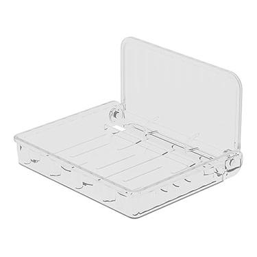 Imagem de Prateleira Dobrável Montada na Parede Transparente Adesiva Forte para Banheiro, Design de Prateleira de Parede Flutuante Dobrável, Grande Capacidade Sem Instalação de Punção Com