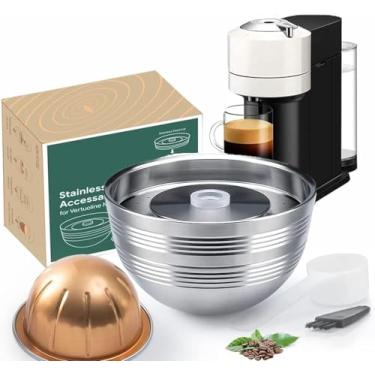 Imagem de Sesama Cápsula de café de aço inoxidável compatível com o VERTUO NEXT e POP, VertuoPlus e Delonghi ENV135S, suporte reutilizável de cápsulas de café para máquina Vertuo Next e POP (cápsula