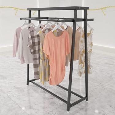 Imagem de Rack de roupas, organizador de metal, rack de armazenamento, loja de roupas, prateleiras de varejo resistentes, postes duplos, cabide de pendurar independente comercial multifuncional, A, C 150 x A
