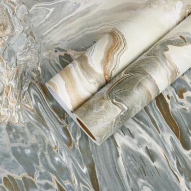 Imagem de CHIHUT Papel de contato de mármore para bancadas, papel de parede de mármore líquido fosco 30,5 x 254,4 cm, revestimento de vinil de bancada de granito autoadesivo removível para mesa, mesa, armário