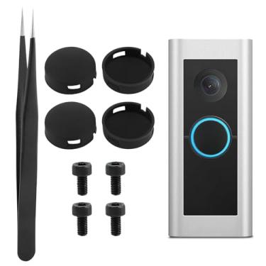 Imagem de Substituição de botão de campainha de anel, substituição de botões de campainha Pro, vem com 4 botões / 2 parafusos, campainha de vídeo compatível com Ring Doorbell Pro (Cor: preto)