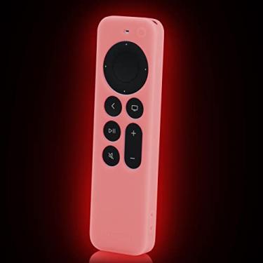 Imagem de Capa compatível com controle remoto Siri Apple TV 4K 2022, 3ª geração, compatível com Apple TV Siri Remote 2021 2ª geração que brilha vermelho escuro com cordão - LEFXMOPHY