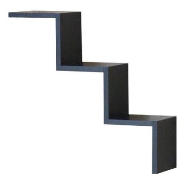 Imagem de Prateleira Nicho Escada W 45x14x44 Livros Decoração - Preto - Level11