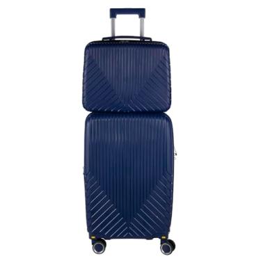 Imagem de Kit mala bordo 10kg com frasqueira de mao em Polipropileno - Havai (Azul Escuro)