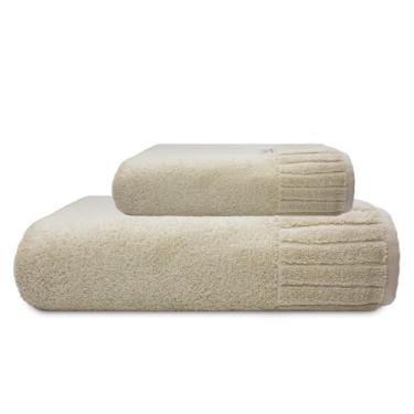 Imagem de Jogo Toalha De Banho e Rosto Velour 500g/m� Camesa, 100% Algod�o, 02 Pe�as, Toque Super Macio, Aconchegante, Melhor Absor��o, Moderno E Sofisticado (Bege)