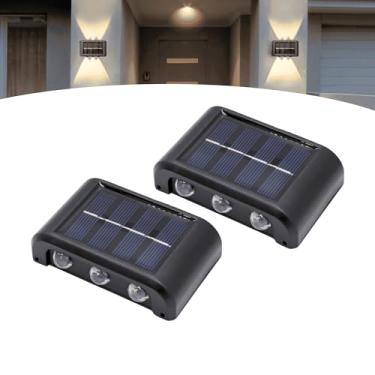 Imagem de Kit 2 Luminária Led Solar Arandela Parede Jardim 6 Leds 6s