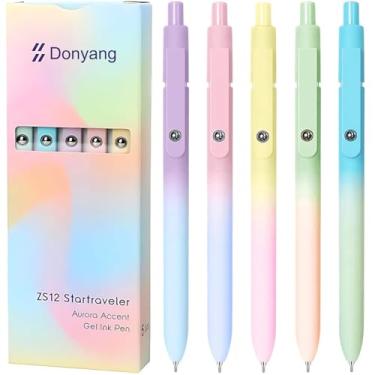 Imagem de Canetas de gel, 5 peças de canetas de gel fofas de 0,7 mm, canetas de ponta fina de tinta preta com escrita suave para anotações, série esferográfica de para material de escritório