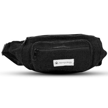 Imagem de Pochete para homens e mulheres | Bolsa de cintura para corrida | Bolsa tiracolo ecológica | Cânhamo vegano para viagem | Bolsa de cânhamo unissex | 100% cânhamo, Preto, Moderno