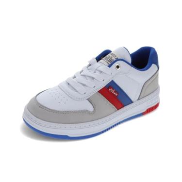 Imagem de Levi's Tênis infantil unissex Drive Lo, Branco/Azul/Vermelho, 17