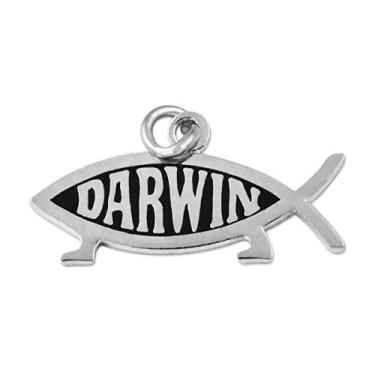 Imagem de EvolveFish Colar de prata Darwin Fish - 2,5 cm de largura, One_Size, Metal