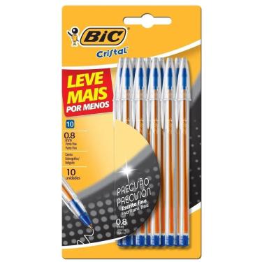 Imagem de Caneta Esferográfica Cristal Fine Plus 10 Unidades Bic Ponta 0,8mm