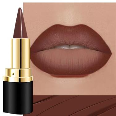 Imagem de evpct Combo de delineador labial e batom gradiente para mulheres, marrom escuro mocha fosco creme, delineador labial, lápis de cor, contorno impecável, efeito ombré gradual, à prova d'água de longa