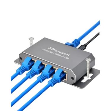 Imagem de Divisor de cabo ethernet, divisor ethernet com 4 portas, divisor ethernet 1 a 4, divisor de rede, divisor rj45, 1000Mbps de alta velocidade para cabo Cat 5/5e/6/7/8, pode ser fixado na parede ou em