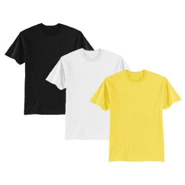 Imagem de Kit 3 Camiseta Masculina Lisa Algodão Básica - Basic Fashion, GG, Pret