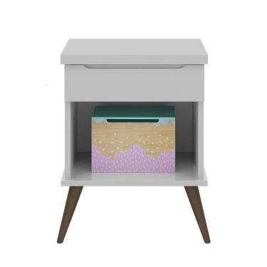 Imagem de Mesa De Cabeceira Infantil Com 1 Gaveta Melinda Cinza - Phoenix
