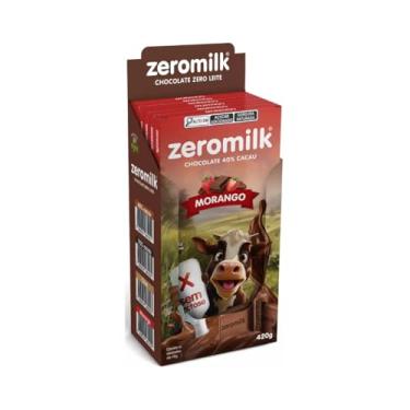 Imagem de Kit com 6 Tabletes de Chocolate Sem Lactose 40% Cacau Sabor Morango de 70g cada - Zeromilk