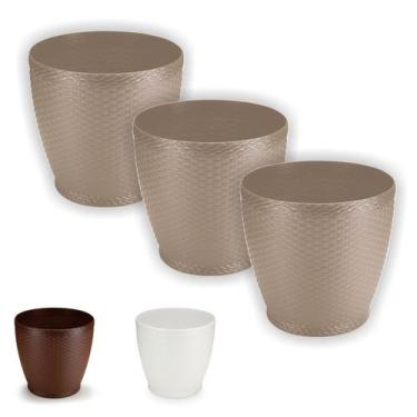 Imagem de Vaso Rattan M2 Kit Com 3 Unidades Cachepot Suculenta Violeta - Atelie 