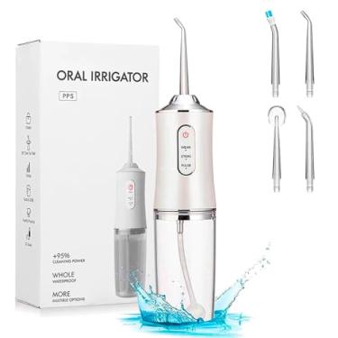 Imagem de Irrigador Oral Portátil Recarregável com 4 Bicos USB Jato de Água Elétrico para Higiene Bucal Profunda, 3 Modos de Pressão, Reservatório de 220ml, Ideal para Dentes, Gengiva, Implantes e Aparelhos Ortodônticos