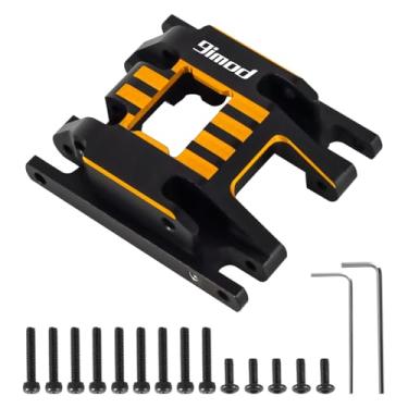 Imagem de 9imod Skid Plate CNC Aliuminum Transmission Mount Gearbox Base for TRX4M 1/18 RC Crawler Car Upgrade Parts (Black&Orange)