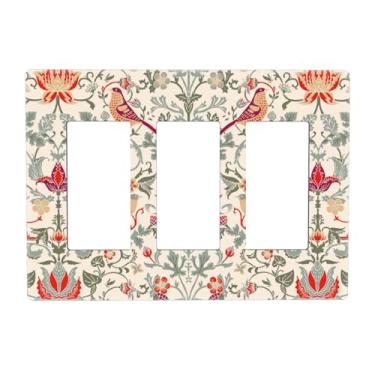 Imagem de Red Strawberry Art Thief Bird Moris 3 Gang Triple Rocker/Decorator Light Switch Wall Plate Cover Decorative GFCI Electrical Faceplate Switchplate Dimmer