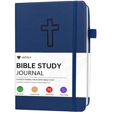 Imagem de JOTFLY Diário de estudo da Bíblia - Caderno de notas da igreja para anotações e reflexão - Caderno de estudo bíblico guiado - Presentes religiosos baseados na fé e materiais de estudo da Bíblia (azul