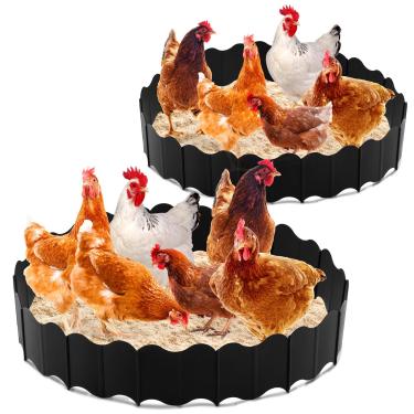 Imagem de Colingmill Conjunto de 2 banheiras grandes para galinheiro 92 cm de diâmetro x 14 cm de altura, design sem fundo, redondo, ajustável, recipiente de limpeza de galinheiro, recipiente para banho de