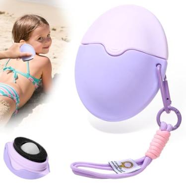 Imagem de Searuodio Aplicador de protetor solar para crianças com bola de rolo e esponja macia - recarregável, à prova de derramamento, tamanho de viagem (52 g) - Protetor solar fácil de enrolar para crianças