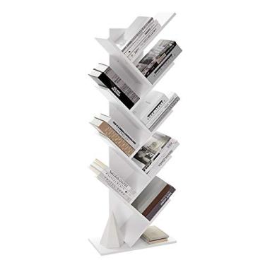 Imagem de VASAGLE Estante de árvore de livro, estante de canto de 8 camadas, comporta livros, CDs, jogos, para quarto, sala de estar, branco