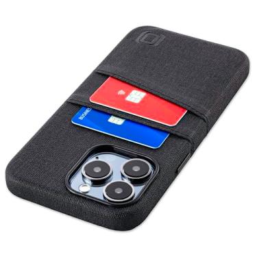 Imagem de Dockem Capa de cartão para iPhone 15 Pro Max com placa de metal integrada para montagem magnética e 2 bolsos para porta-cartões: Carteira Luxe M2, couro sintético estilo lona (iPhone 15 Pro Max, preto