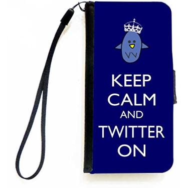 Imagem de Rikki Knight Keep Calm and Twitter On Capa carteira flip azul com aba magnética para Apple iPhone 5c