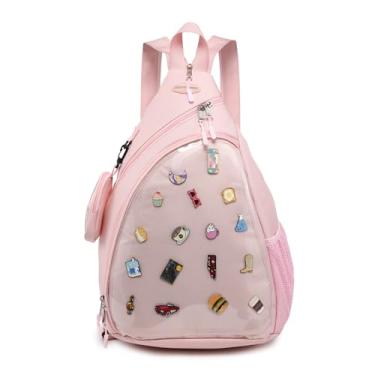 Imagem de CHERRY SAUCE Bolsa Oxford Ita Kawaii, bolsa de ombro única, bolsa esportiva com zíper, mochila para trilhas, dia a dia, Rosa (grande)