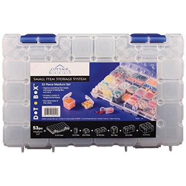 Imagem de Cottage Mills DotBox Conjunto médio de 53 peças de 52 caixas de armazenamento em um estojo de transporte. É o melhor sistema de armazenamento de itens pequenos. Perfeito para contas, joias, artesanato