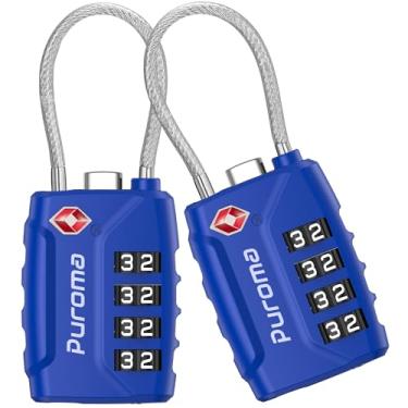 Imagem de Puroma Pacote com 2 cadeados de bagagem aprovados pela TSA, combinação de 4 dígitos, cadeado de código redefinível com corpo de liga de zinco para mala, caixa de ferramentas, mochila, bolsa, armário