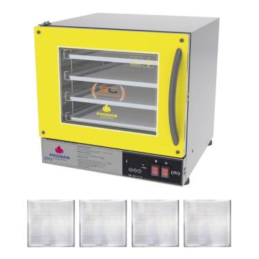 Imagem de Kit - Forno Turbo Prp-004 Plus Digital 127v Amarelo + 4 Assadeiras - Progás 127v