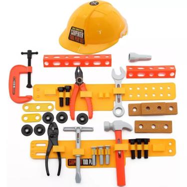 Imagem de Kit Ferramentas De Brinquedo Construção 29 Peças Com Capacete