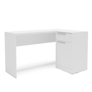 Imagem de Mesa Moscou 1 Gaveta 1 Porta Montagem Em L Ou Reta Politorno Branco