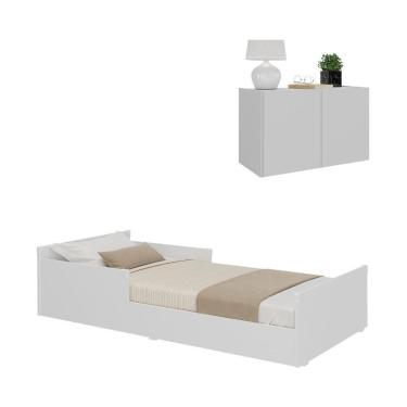 Imagem de Minicama Infantil Montessoriana Com Colchão E Mesa De Cabeceira 2 Portas Multimóveis Mp4206 Branca