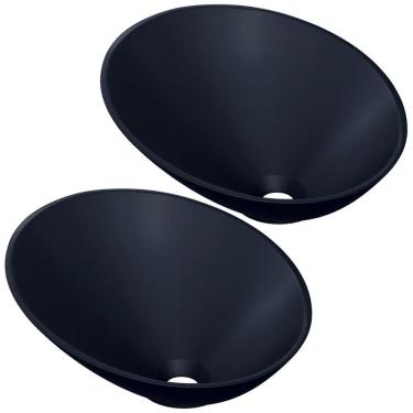 Imagem de Kit 02 Cubas De Apoio Meia Lua Lavabo C01 Bm38w Preto Matte Fosca - Lyam