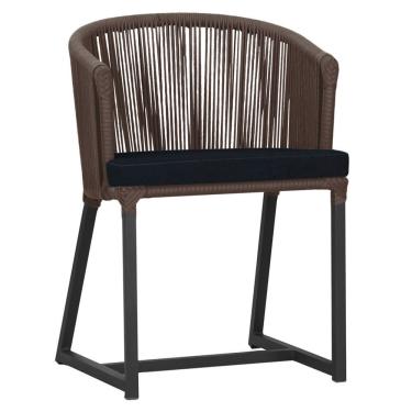 Imagem de Cadeira De Jantar Noronha Alumínio Preta E12 Trama Original Marrom