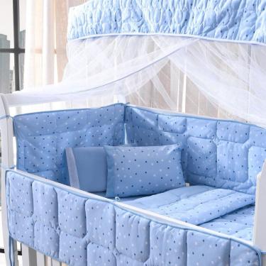 Imagem de Edredom De Berço Malha 100% Algodão Antialérgico 95x140cm Póa Azul