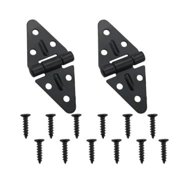 Imagem de JianLing 2 peças de dobradiça de descarga de porta de ferro triângulo preto com 12 parafusos de 85 mm para caixa de madeira, armário, janela, guarda-roupa, móveis, acessórios de ferragens