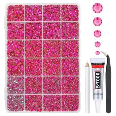 Imagem de qiipii Strass De Resina Cristal Rosa Com Cola B7000 Para Joias Artesanato Deslumbrante, Pedras Planas Quentes 2 Mm, 3 4 5 Mm E 6 Diamantes Vermelhos, Joias, Unhas, Rosto, Olhos, Maquiagem, Copos,